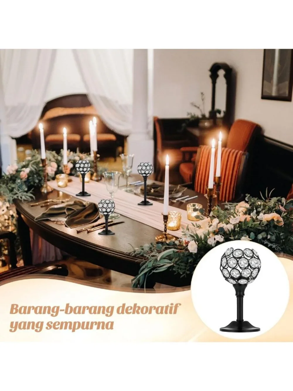 Elegant 18 Pcs Black Crystal Tealight Candle Holders for Stunning Centerpieces